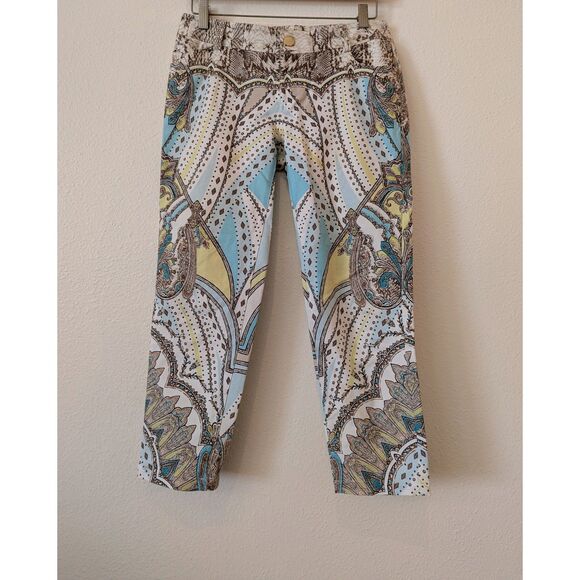 Cache y2k mid rise paisley print capri slacks    Sz 0 - Picture 3 of 9